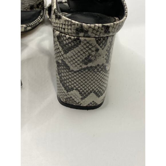 CALVIN KLEIN Women's Black-White Qeelin Snake Square-Toe Heeled Sandals SZ 6.5 - Picture 8 of 13